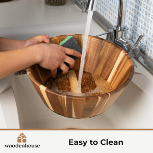 Natural <b>Wood</b> <b>Large</b> Salad <b>Bowl</b> Set Of Three Ideal For Family Meals Entertaining And Everyday Use From Indian Supplier - Product Image 5