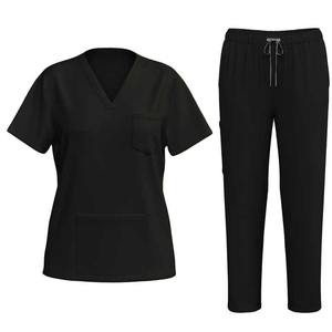 Servicio OEM elástico con cuello en V para mujer conjuntos de traje de limpieza Spandex manga corta enfermera Scrub belleza uniforme ropa de trabajo uniformes de hospital - Product Image 2