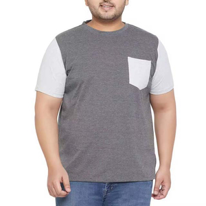T-shirts pour hommes de haute qualité en coton/polyester, tissu tricoté épais, poche contrastante, élégant, formel, respirant - Product Image 1