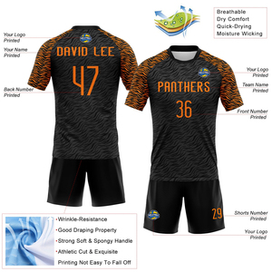 Uniforme de Voleibol Sublimado con Estampado Animal Negro y Naranja, Diseño Nuevo, Personalizado, Compresión, para Hombre, Venta al Por Mayor - Product Image 3