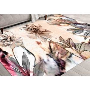 Alfombra Floral Impresa en 3D: Decoración para el Hogar en Tonos Suaves, con Pelo Suave - Product Image 1