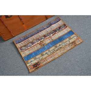 Alfombra Turca de 1.7x2.3 pies, Alfombra Vintage, Alfombra de Lana con Puntos Azules - Product Image 1