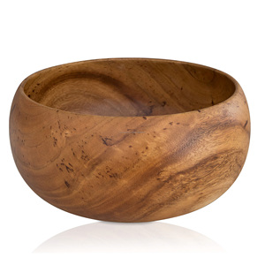 Article décoratif pour la maison Meilleure vente Salade en bois d'acacia naturel Design unique Ustensile Salade Bol de service Bols à fruits Bol en bois de teck - Product Image 4