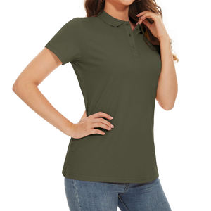 High Quality Cotton Women's Polo Shirt Short Sleeve Slim Fit Pique Breathable Casual Sport Golf T-shirt Custom Logo Wholesale - Product Image 3