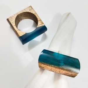 High Quality Stylish Nordic Eco-Friendly White Wood <b>Epoxy</b> Napkin Rings Attractive <b>Table</b> Decor for Hotels Restaurants Parties - Product Image 6