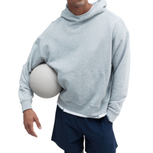 เสื้อฮู้ดดี้ทรงบ็อกซี่ฟิตแบบโอเวอร์ไซส์ พิมพ์ลายพัฟฟ์ รับผลิตเสื้อฮู้ดดี้แบบสั่งทำพิเศษ ทรงไหล่ตก สำหรับผู้ชาย - Product Image 1