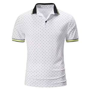 2024 High Street Style Men's for Polo Shirt OEM Logotipo personalizado Bordado Algodón transpirable Casual Patrón sólido Manga corta - Product Image 2