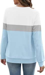 Sudaderas de Invierno de Cuello Redondo Azul Claro para Mujer, Sudaderas Modernas de Manga Larga con Bolsillos y Emblema, 100% Algodón - Product Image 2