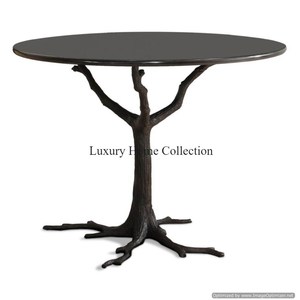 Extremo y mesa auxiliar con diseño de hoja de Color dorado, aspecto atractivo chapado brillante, suministro de muebles de sala de estar de Metal hecho a mano a bajo precio - Product Image 2