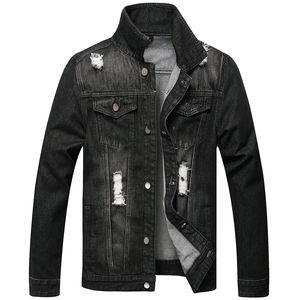 Custom Made <b>Men's</b> Long Winter Plain <b>Denim</b> <b>Jacket</b> 100% Cotton <b>Black</b> Color Stretchable with Comfortable Fit - Product Image 4