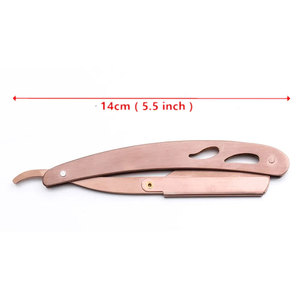 Rasoir pliant professionnel en acier inoxydable coupe-barbier à bord droit pour le rasage du bikini du corps du visage avec support sécurisé - Product Image 2