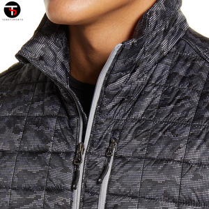 Logo personnalisé fermeture à glissière hommes gilet extérieur chaud hiver sans manches bouffant gilet coton rempli bulle chaleur brillant rembourré - Product Image 2