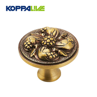 Boutons et poignées de commode modernes et ornés Koppalive, grande fleur, laiton antique, boutons de porte de tiroir de placard