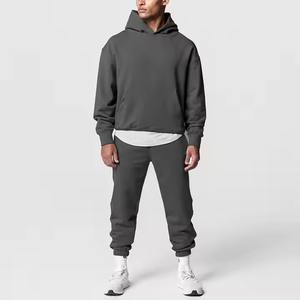 Sudaderas con capucha de gran tamaño personalizadas para hombre 100% algodón invierno a granel Casual de punto contraste de Color patrón sólido cuello con capucha - Product Image 4