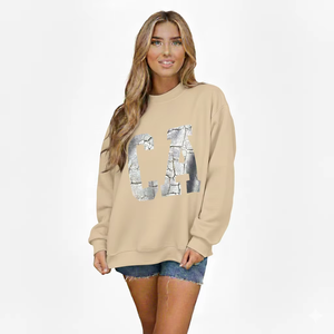 Sweat à capuche oversize pour femme, chaud et confortable, en polaire imprimé, streetwear cristallin, automne-hiver, coupe ample et décontractée - Product Image 1