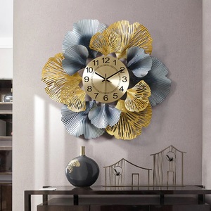 Luxury Gray and Gold Floral Metal <b>Wall</b> <b>Clock</b>, <b>3D</b> Decorative <b>Wall</b> Timepiece for Living Room, Bedroom, Hallway & Wedding Gifts - Product Image 6