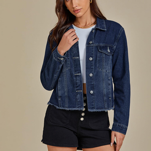 Chaqueta vaquera de manga larga para mujer, chaqueta vaquera de Color sólido para adultos, ropa informal para mujer, chaqueta vaquera de estilo moderno para mujer - Product Image 4