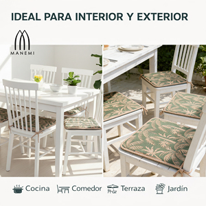 Cojín para Silla Repelente al Agua de 40x40x2 cm para Uso en Interiores y Exteriores, Fácil de Limpiar con Correas de Sujeción - Product Image 2