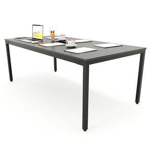 Table de réunion modulaire UConcept System 200x100x75cm, 8 places, style minimaliste contemporain, pieds en métal et acier, assemblage requis - Product Image 2
