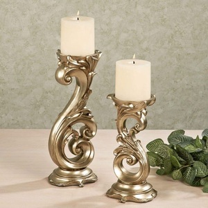 Support à bougie en métal, porte-bougie pour l'éclairage et la décoration de la maison, ensemble élégant avec finition antique, porte-bougie décoratif - Product Image 6