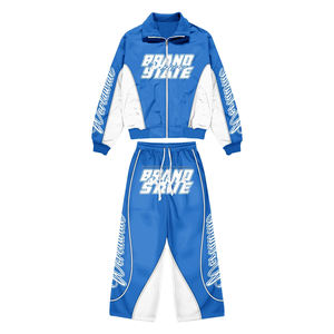 Conjunto deportivo para hombre con chaqueta cortavientos de colores y pantalones elásticos tipo jogger, ropa deportiva personalizada OEM, estilo urbano. - Product Image 4