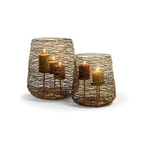 Support de bougeoir conique à une tête en aluminium vintage de haute qualité avec votive en verre transparent - Product Image 4