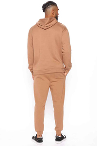 Men's Heavyweight Cotton Pullover Sweatsuit Solid Pattern Sport Jogger Suit with Eco-Friendly Track Sports Wear - Product Image 3