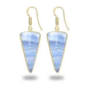 Pendientes de Ágata Azul con Encaje, los Más Vendidos, Minimalistas, Hechos a Mano, Joyería Fina al por Mayor para Mujer, Exportador, Pendientes Chapados en Oro de 18K - Product Image 2