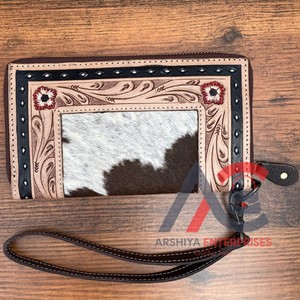 กระเป๋าสตางค์แบบหนีบหนังวัวขนสัตว์สไตล์ตะวันตกอเนกประสงค์ - Product Image 1