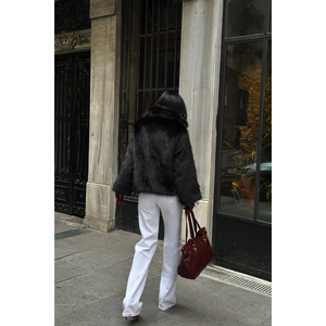 Abrigos Cortos de Piel Sintética Negra para Mujer - Product Image 1