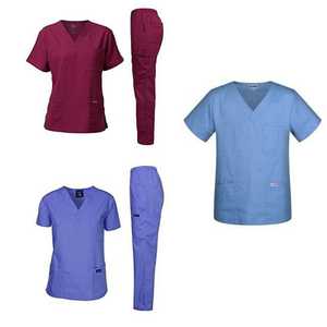 Conjuntos de uniformes quirúrgicos de cintura alta para mujer, trajes médicos de hospital de Enfermería de estilo cuello en V estirable al por mayor - Product Image 4