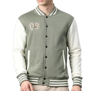 Chaqueta Universitaria de Béisbol Clásica y Moderna con Cuello de Solapa y Manga Larga, Chaqueta Bomber Lisa Extra Grande Personalizada para Hombre - Product Image 1