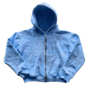 Fabricantes de ropa personalizada, sudadera con lavado ácido, sudaderas con cremallera de peso pesado de alta calidad, sudaderas con capucha con cremallera cuadrada de gran tamaño - Product Image 3