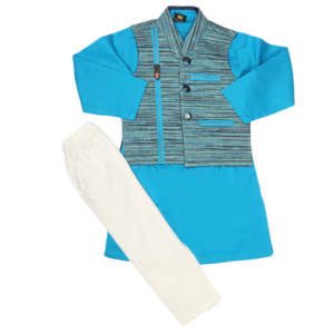 Costume Shalwar pour garçons - Bleu clair - Product Image 5