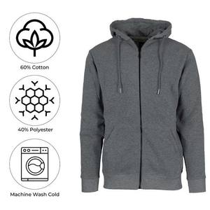 À la mode à manches longues à capuche ensemble unisexe Streetwear tissu doux survêtement 100% coton vêtements de sport d'hiver fermeture éclair 2 pièces ensembles - Product Image 4