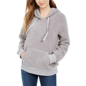 Felpa con cappuccio in sherpa grigia da donna Hippie Rose Juniors, taglia grande - Product Image 1