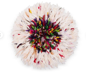 Bamileke calidad Blanco Juju sombrero de plumas decoración de pared duradero bambú y Material de PC elegante decoración del hogar al por mayor - Product Image 1