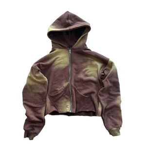 เสื้อมีฮู้ดซักกรดสำหรับผู้ชายเสื้อแจ็กเก็ตแนวสตรีทซิปสำหรับทุกเพศแนววินเทจเสื้อมีฮู้ดปักลายกรดซัก - Product Image 4