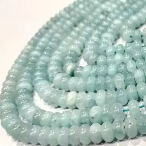 Haute qualité 8mm aigue-marine Quartz Rondelle perles lisse bleu pierres précieuses brins 8 pouces de Long pour bijoux pierre perles en vrac - Product Image 1