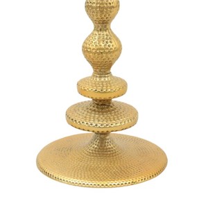 Table d'appoint ronde élégante en métal doré Table d'appoint moderne sur pied pour le salon et la chambre à coucher Table d'appoint ronde martelée en or - Product Image 4
