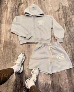Conjuntos Deportivos Unisex Personalizados, Conjuntos de Jogger de Algodón de 2 Piezas, Chaqueta Cortavientos con Parches, Conjuntos Deportivos Holgados Lisos para Hombre, Conjunto de Sudadera con Capucha y Pantalones Cortos - Product Image 5