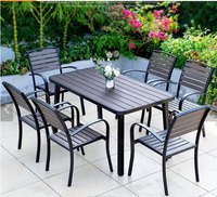 Restaurant extérieur Patio Jardin Plastique Meubles en bois Aluminium brossé Extérieur Carré Rond Table à manger et ensembles de chaises