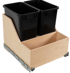 Contenedor de Basura Extraíble de Madera (Doble Compartimento) - Product Image 4