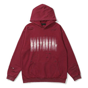 Sudadera con capucha de patrón sólido personalizado Unisex con cremallera de gran tamaño lavado ácido desgastado Casual pulóver sudadera bordada de invierno - Product Image 1