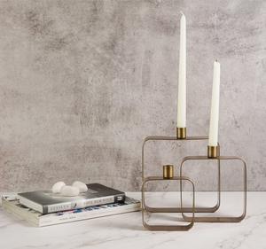 Juego de portavelas de metal de forma cuadrada de-3 tarros de vela de vidrio de alta calidad elegantes otros portavelas linternas y para decoración del hogar - Product Image 1