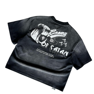 Camiseta de Alta Calidad Personalizada de Poliéster/Algodón, 300 GSM, Lavada con Ácido, Efecto Desteñido, Corte Ajustado, Secado Rápido y Transpirable - Product Image 2