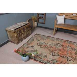 Alfombra Vintage de 4.4x8.1 pies, Alfombra, Alfombra Floral Naranja de Lana - Product Image 5