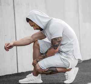 เสื้อมีฮู้ดแขนสั้นแขนสั้นสำหรับเด็กผู้ชาย, เสื้อกีฬาแขนครึ่งแขนสำหรับออกกำลังกายวิ่งวิ่งออกกำลังกาย - Product Image 5