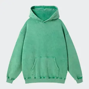 OEM Pull à capuche brodé délavé à l'acide avec impression de logo personnalisé 100% coton Sweat à capuche surdimensionné uni vintage pour hommes délavé à l'acide - Product Image 4