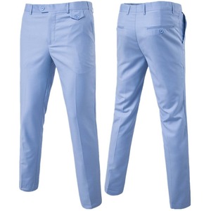 Pantalon décontracté à poches pour homme en mélange de coton, coupe droite, taille mi-haute, léger, respirant, écologique, en sergé crocheté - Product Image 3